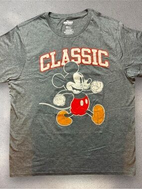 Disney Mickey Mouse Classic‎ Tee Gray XL Graphic Shirt Vintage Style